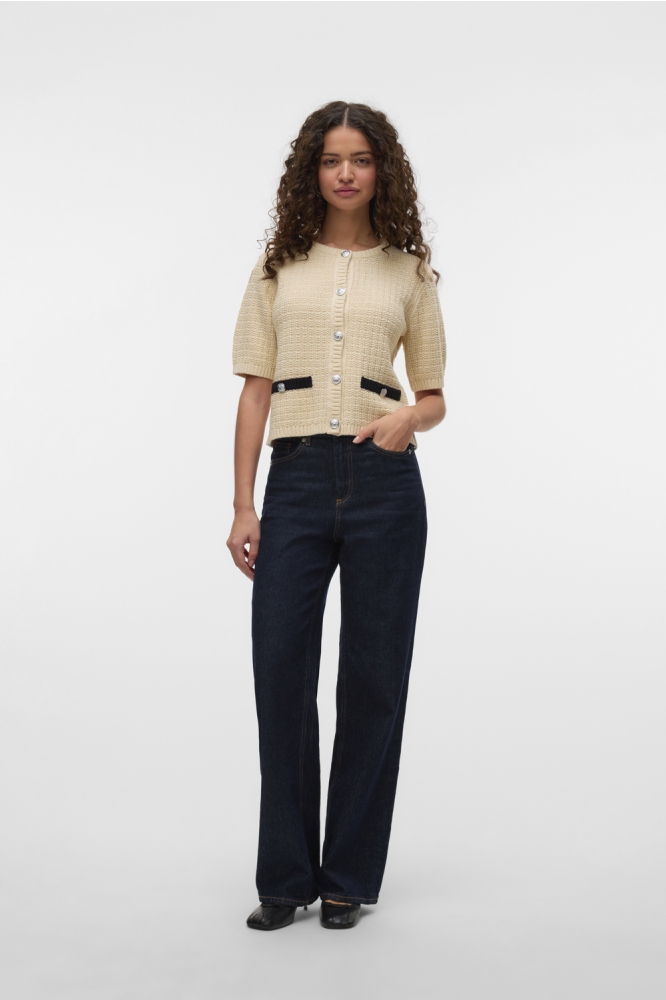 VMHARPER 2/4 BUTTON PULLOVER EXP 10327603 BIRCH/WITH BLACK